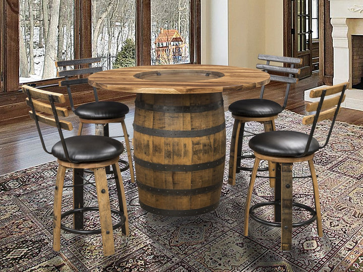 QW Amish Whiskey Barrel Round Barstool-111