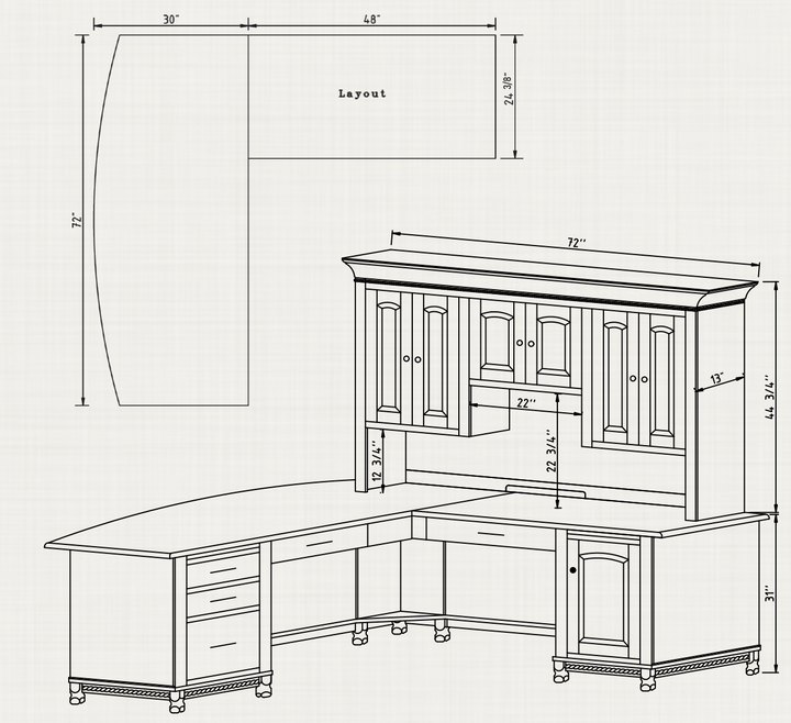 QW Amish Henry Stephen's L Shape Desk with Optional Hutch