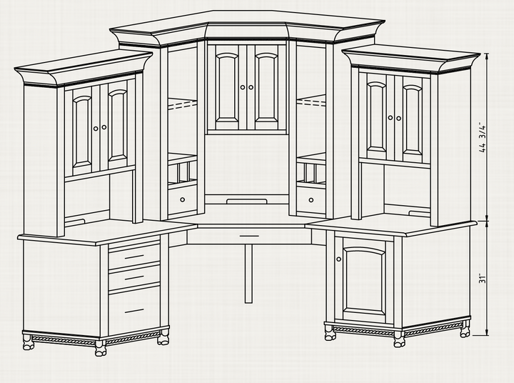 QW Amish Henry Stephen's 6pc Corner Desk