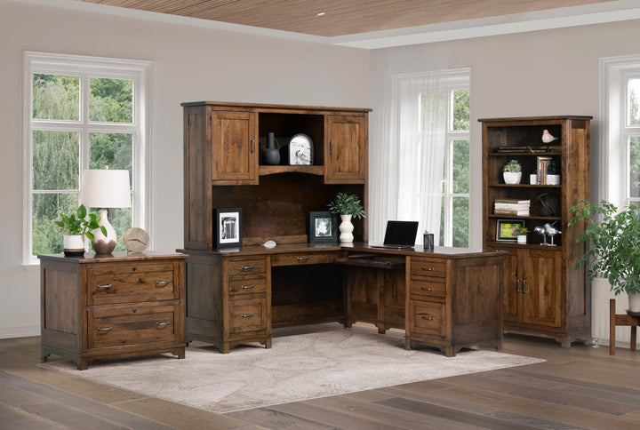 QW Amish Teton L Shaped Desk with Optional Hutch