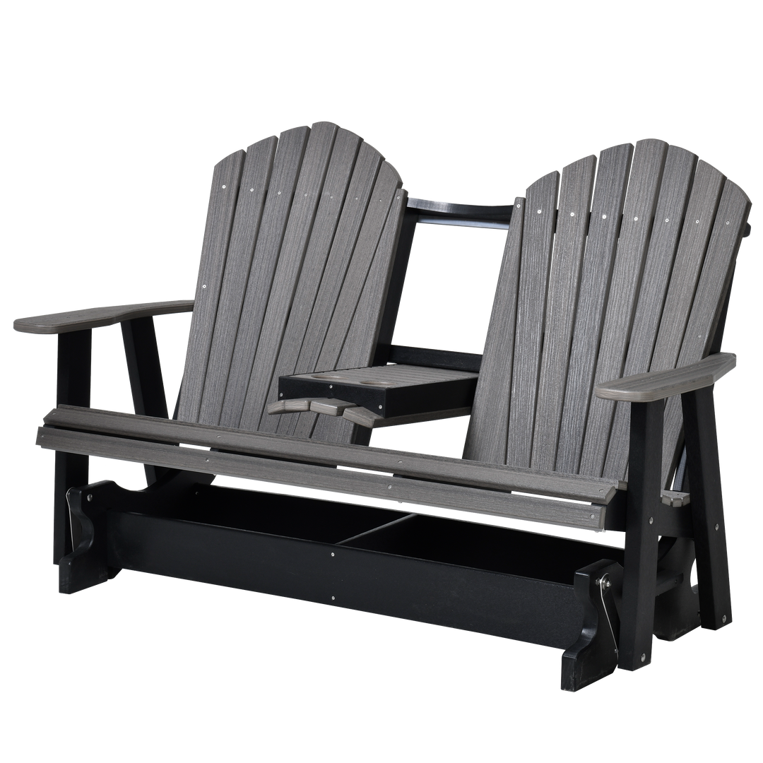 QW Amish Adirondack 5ft Glider with Folding Tray