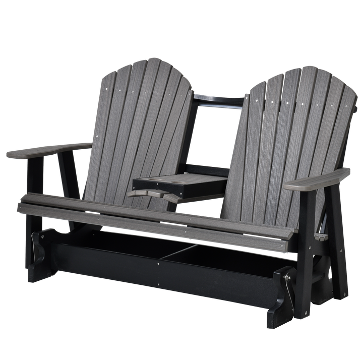 QW Amish Adirondack 5ft Glider with Folding Tray