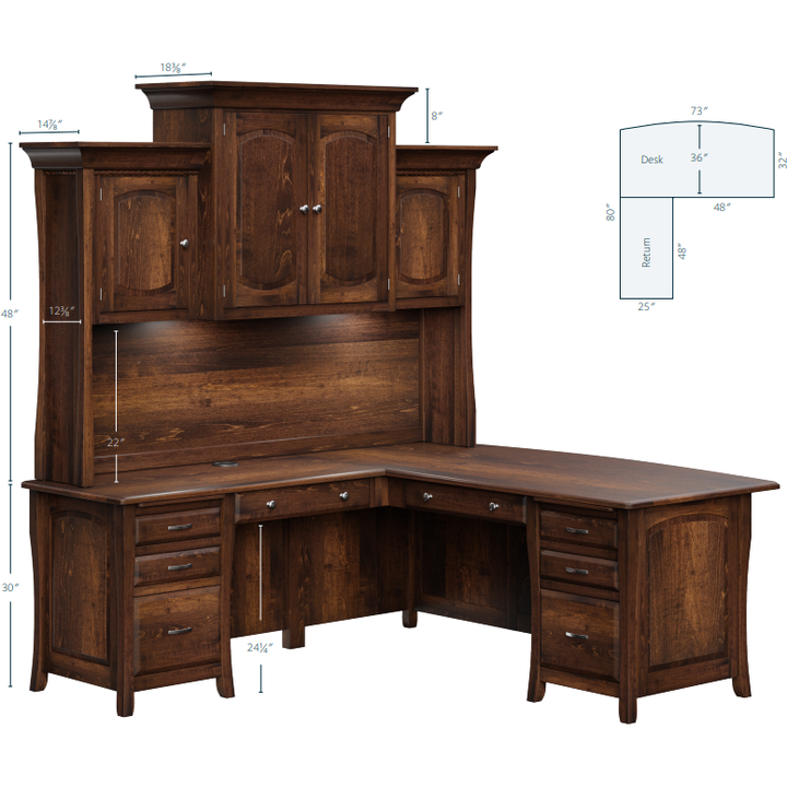 QW Amish Berkley L Desk w/ Optional Hutch