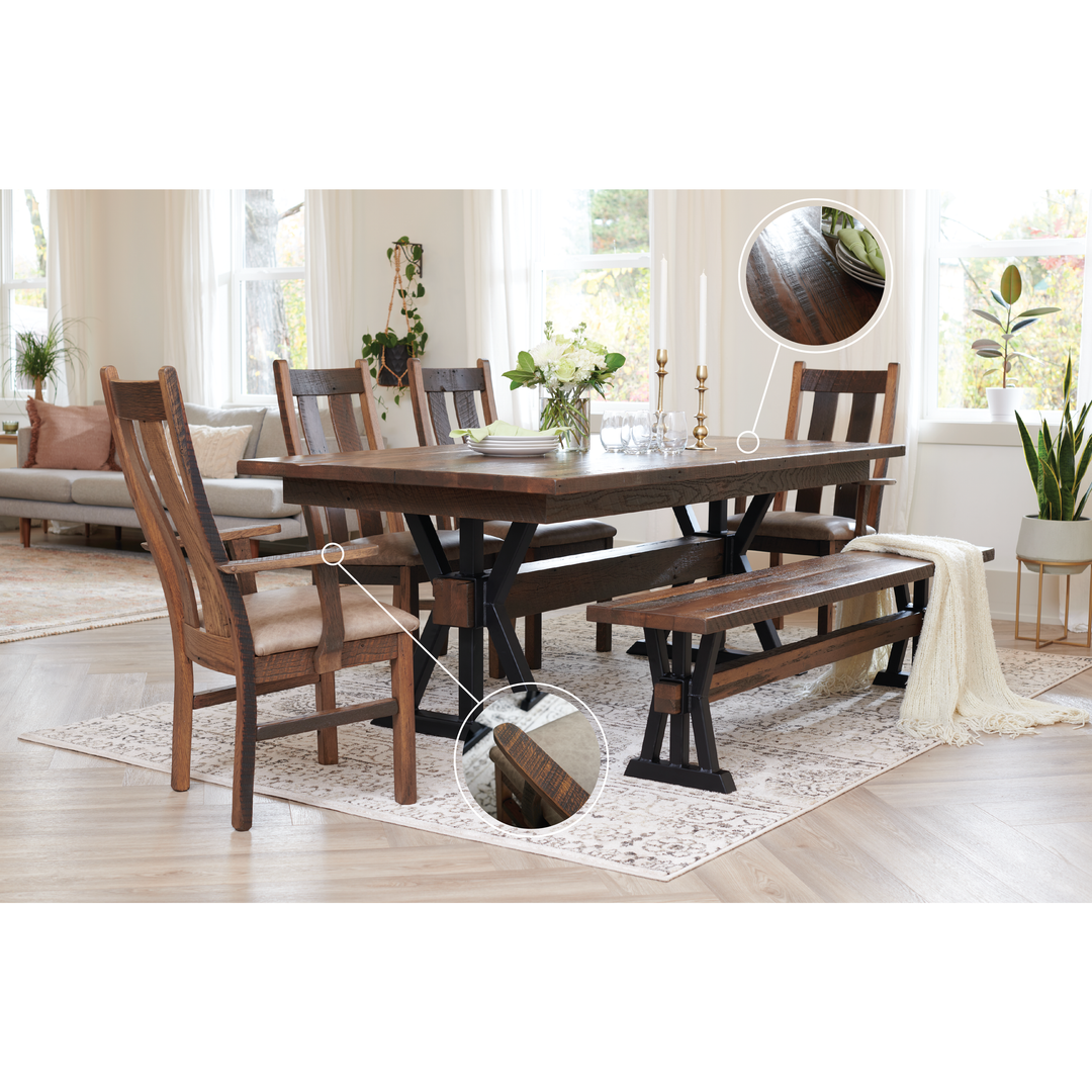 QW Amish Boston Reclaimed Barnwood 7pc Dining Set