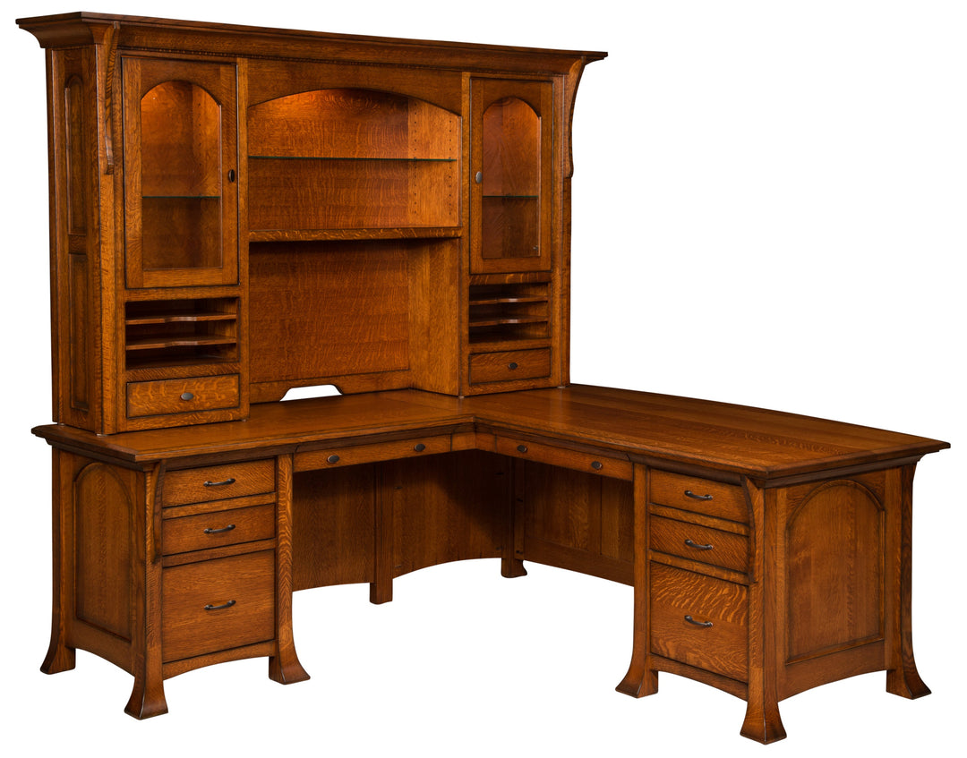 QW Amish Breckenridge L-Shaped Desk with Optional Hutch