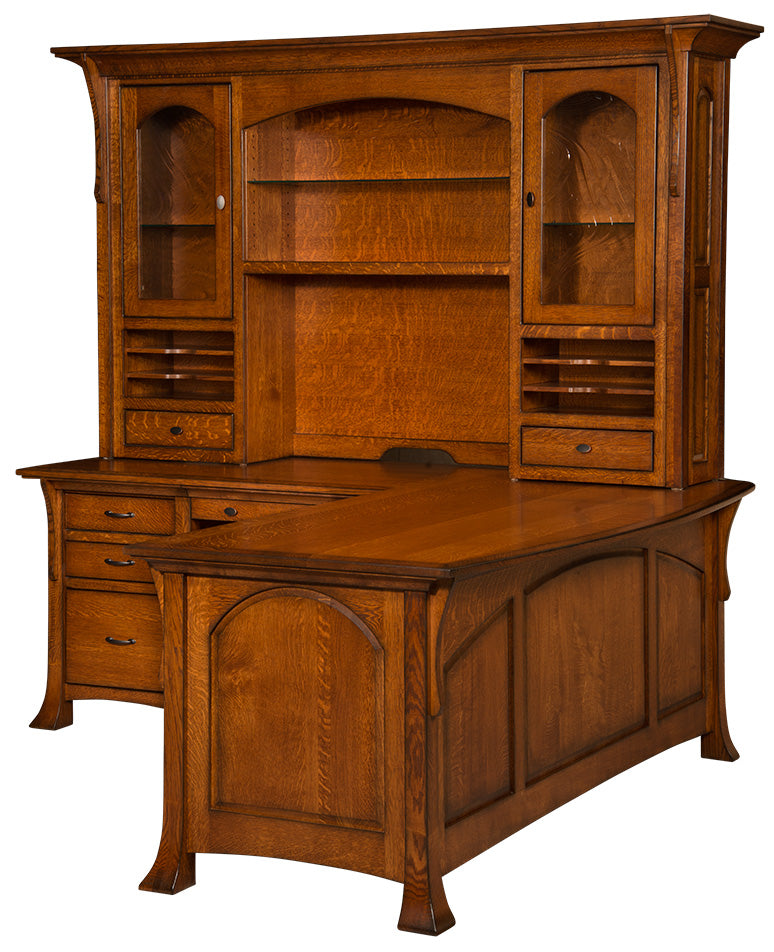 QW Amish Breckenridge L-Shaped Desk with Optional Hutch