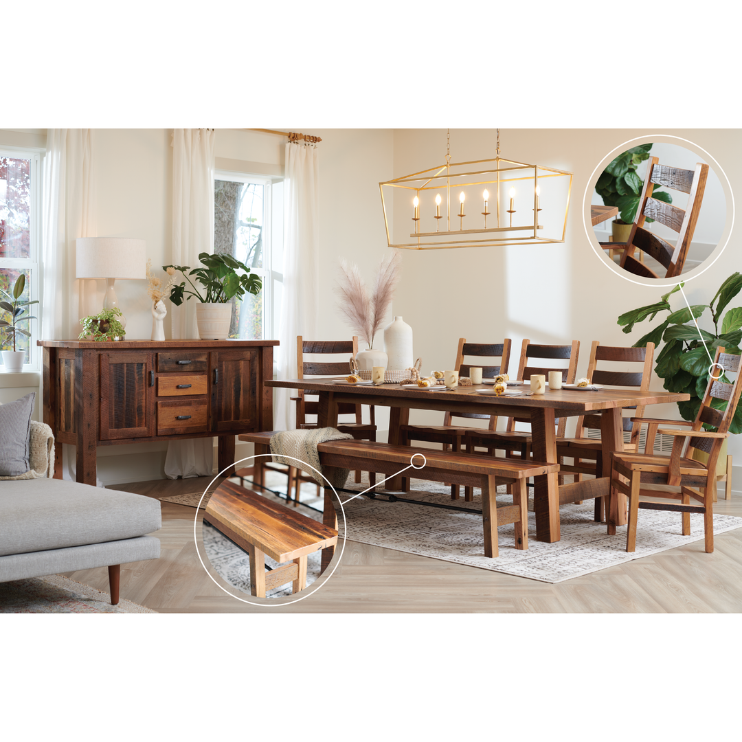 QW Amish Cleveland Reclaimed Barnwood Dining Set