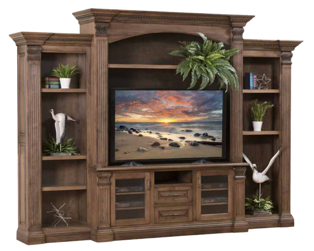 QW Amish Montereau Entertainment with Side Bookcases