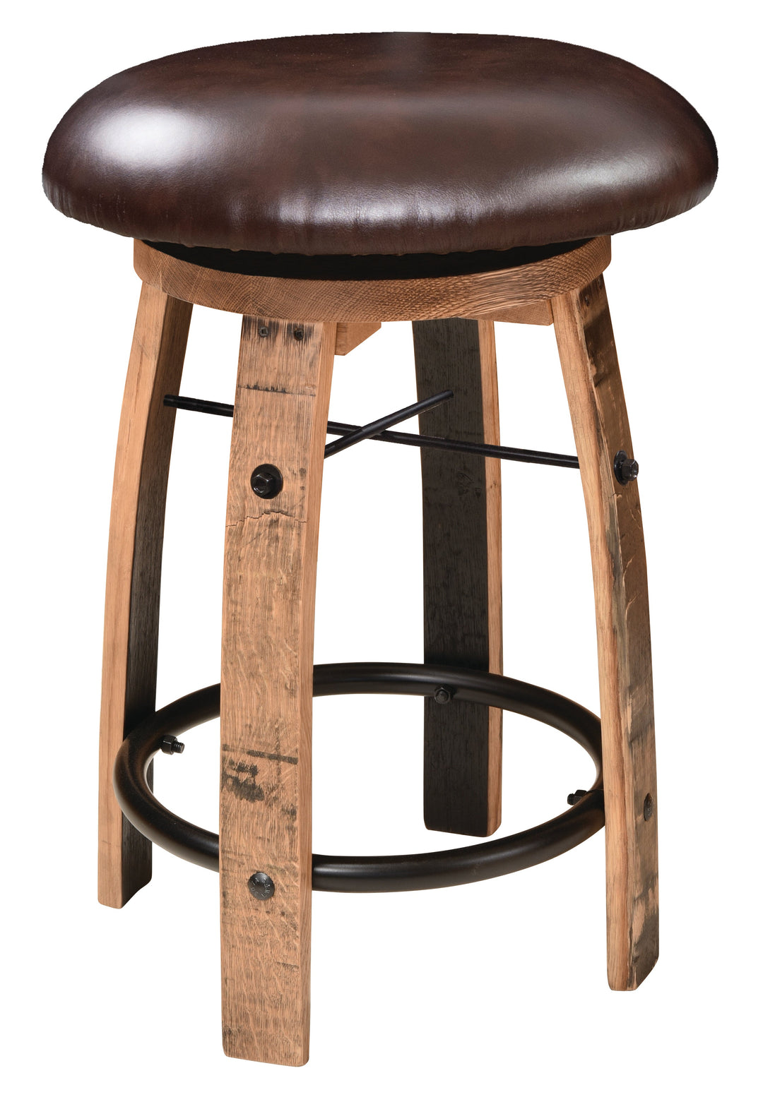 QW Amish Whiskey Barrel Backless Barstool