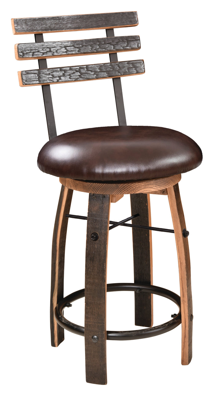 QW Amish Whiskey Barrel Round Barstool-111