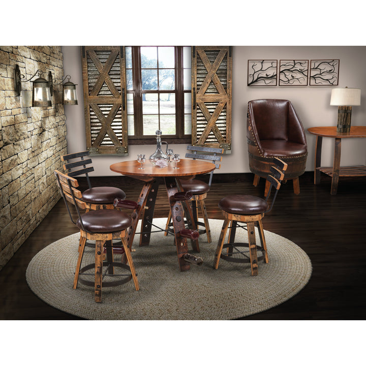 QW Amish Whiskey Barrel Stave Swivel Stool