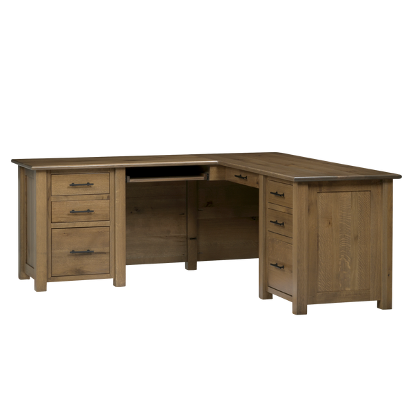 QW Amish Settlers L Shape Desk w/ Optional Hutch