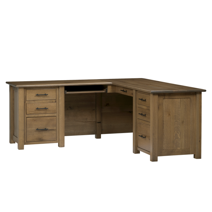 QW Amish Settlers L Shape Desk w/ Optional Hutch