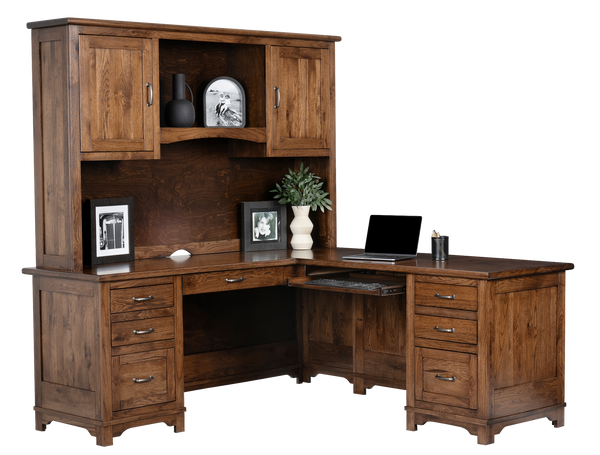 QW Amish Teton L Shaped Desk with Optional Hutch