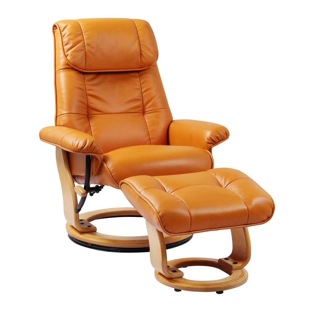 Benchmaster Furniture Caribbean Ventura Recliner & Ottoman 7112J-091 Orange/06 Natural