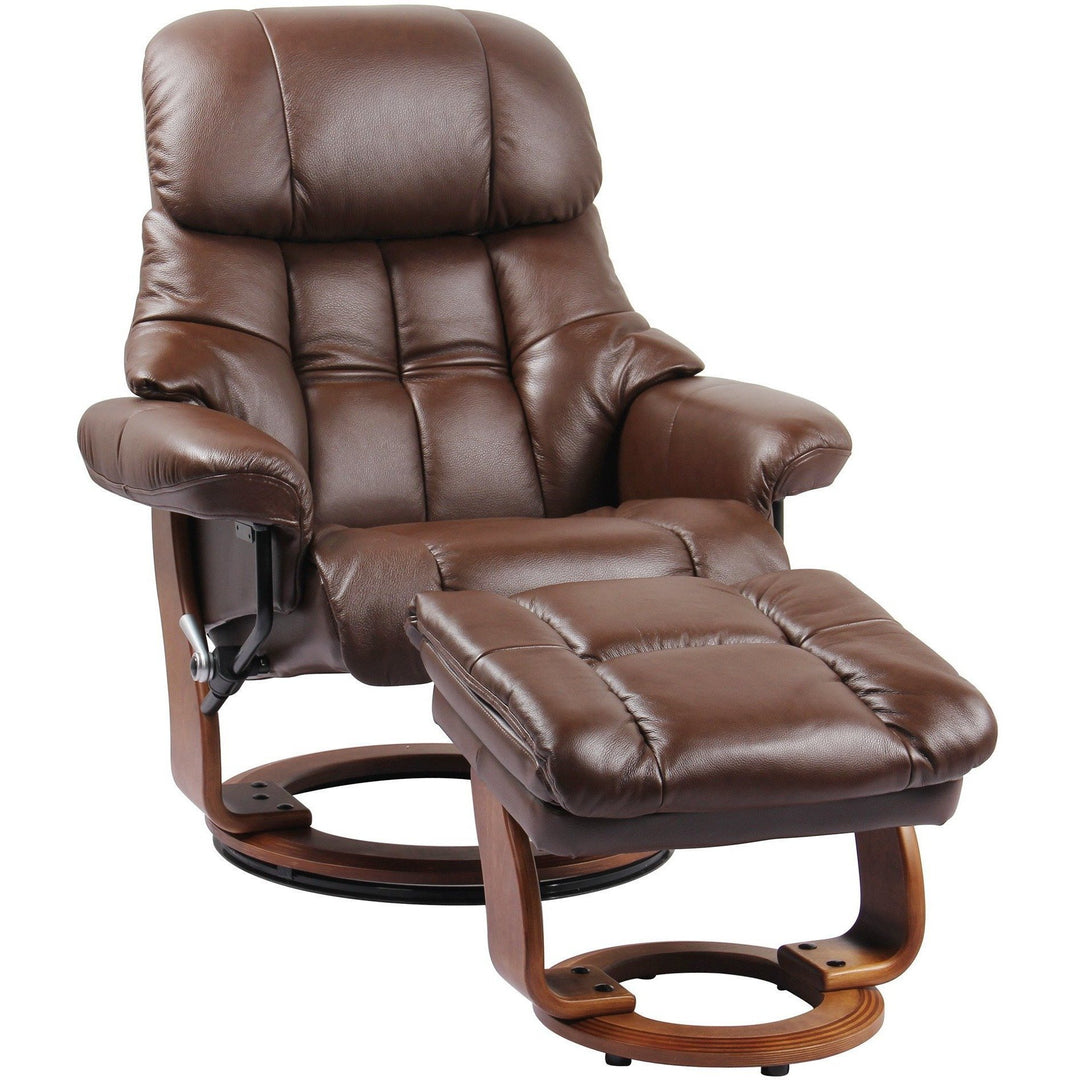 Benchmaster Furniture Nicholas II Recliner & Ottoman 7438WU-KM011 Chocolate Brown