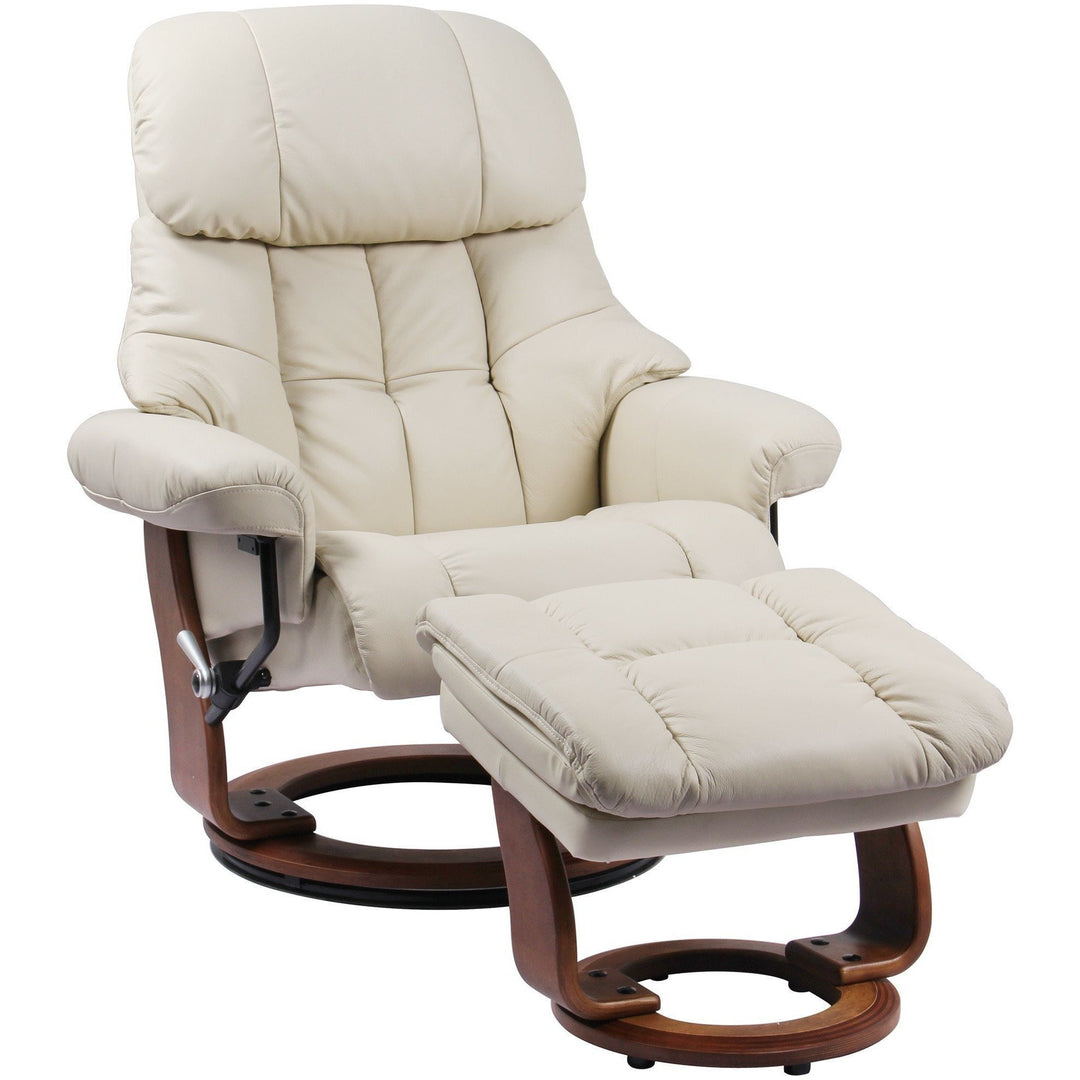 Benchmaster Furniture Nicholas II Recliner & Ottoman 7438WU-BM010 Ivory