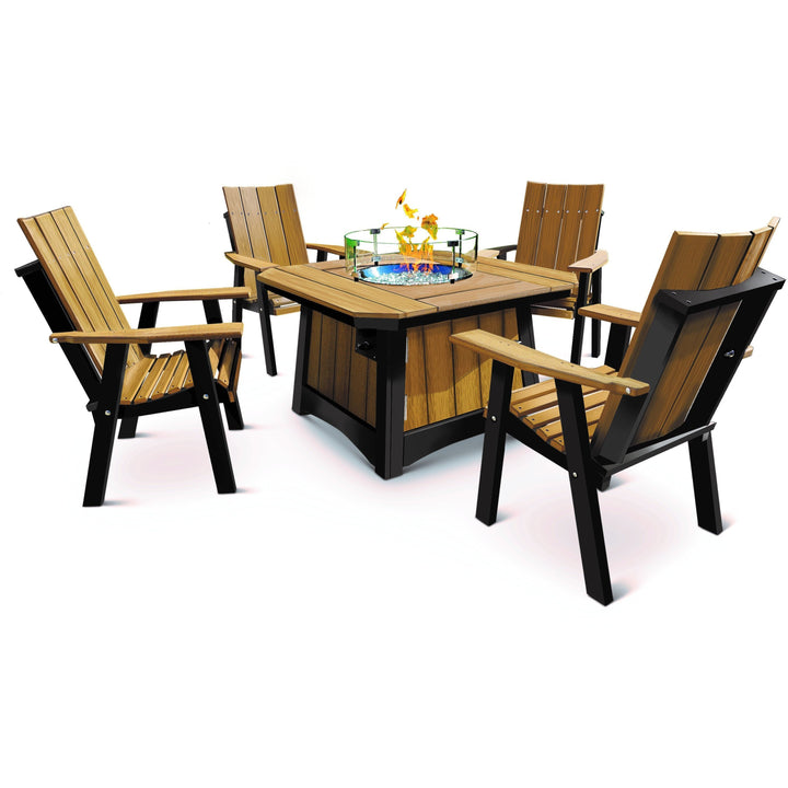 QW Amish Adirondack Poly Firepit 5pc Set