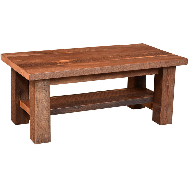 QW Amish Almanzo Reclaimed Barnwood Coffee Table with Shelf BPXW-376-ACTS