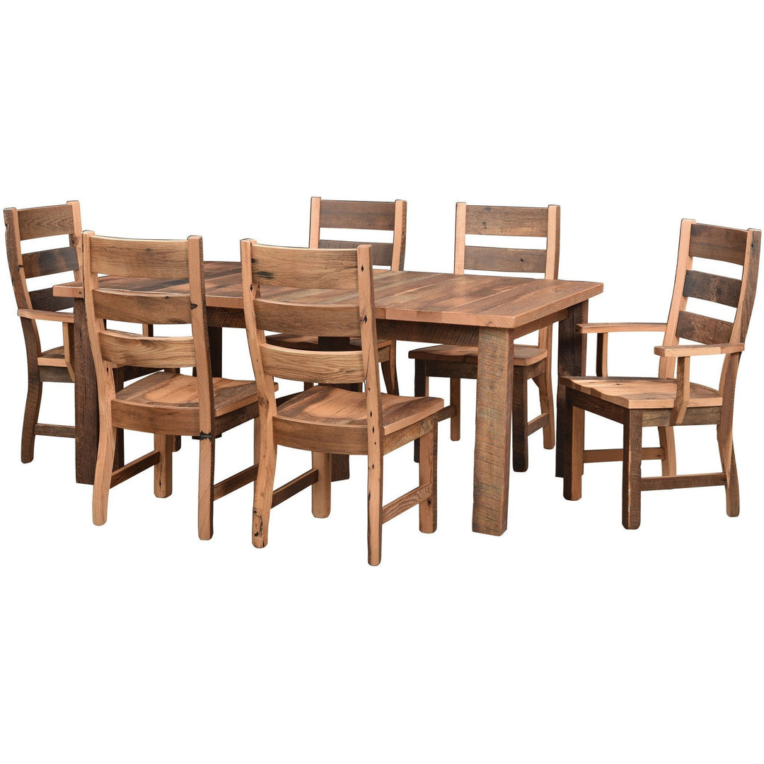 QW Amish Barlette Reclaimed Barnwood 7pc Dining Set