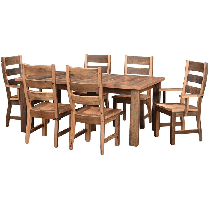 QW Amish Barlette Reclaimed Barnwood 7pc Dining Set