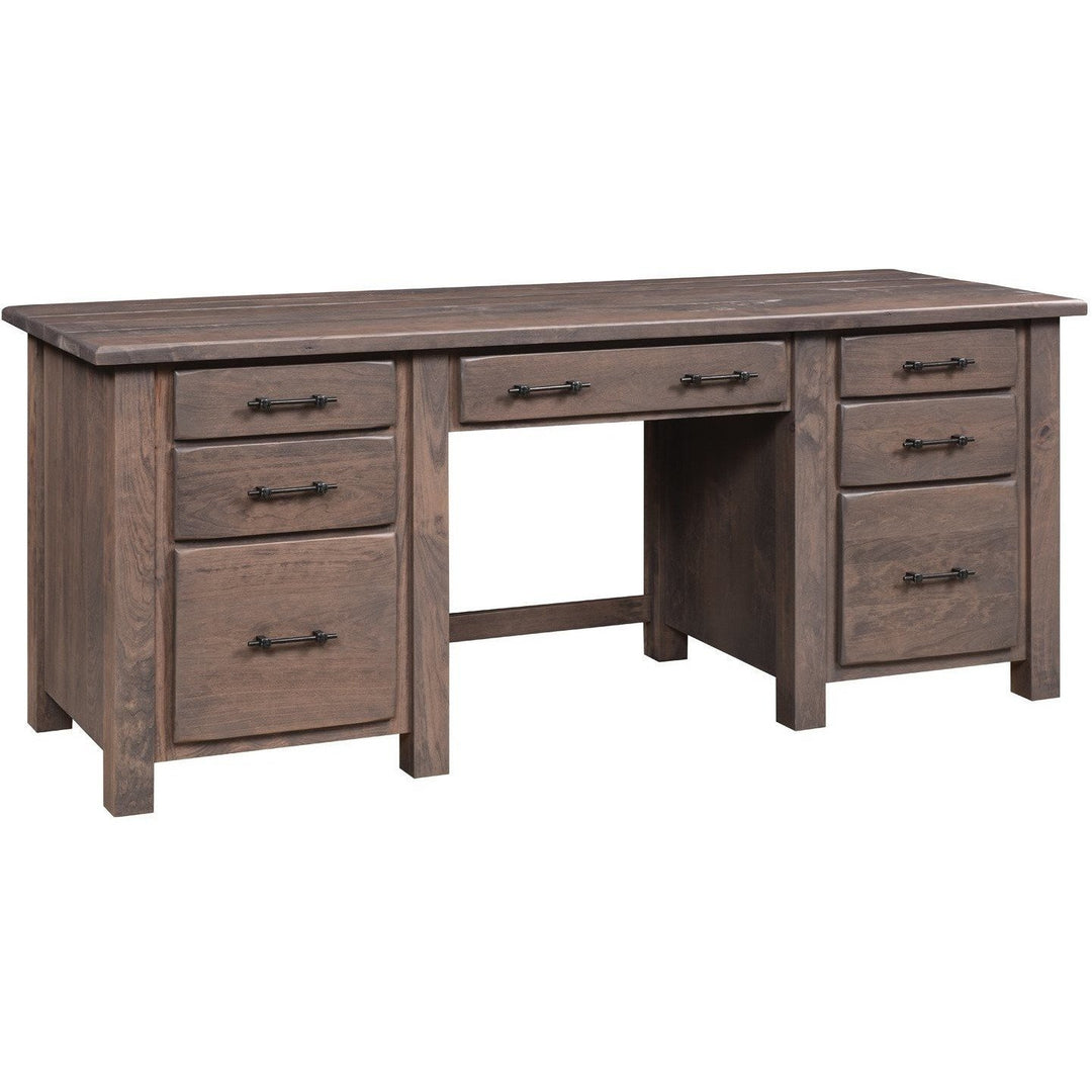 QW Amish Barn Floor Double Pedestal Desk