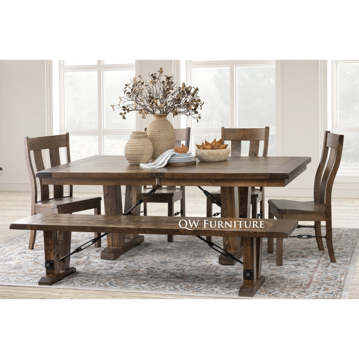 QW Amish Bayfield Plank Rustic 6pc Dining Set