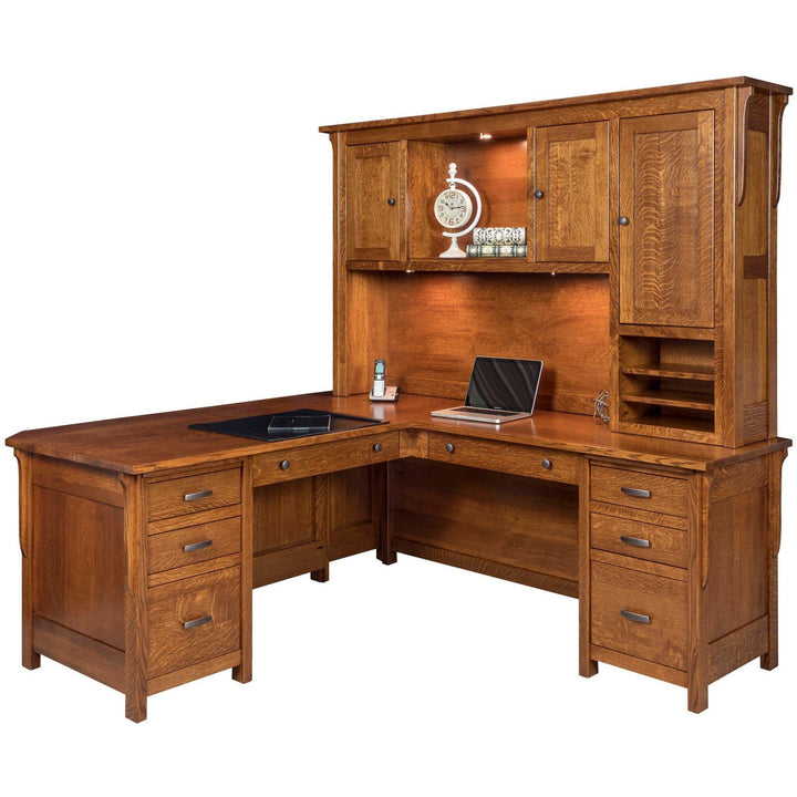 QW Amish Boston L-Shape Desk with Optional Hutch