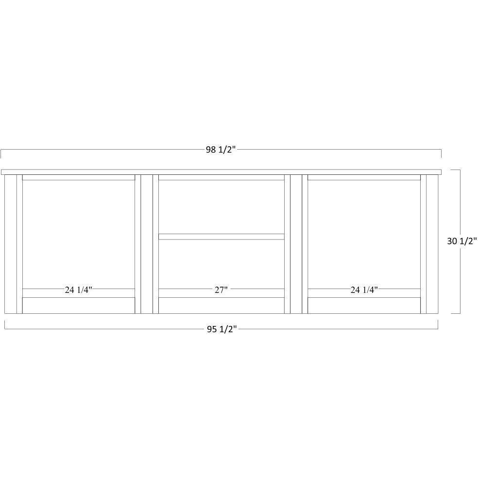 QW Amish Buckingham 98" Base & Three-Piece Hutch