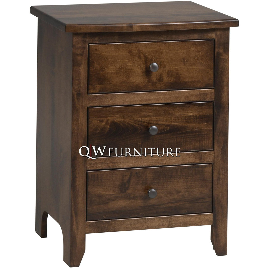 QW Amish Classic Shaker 3 Drawer Nightstand