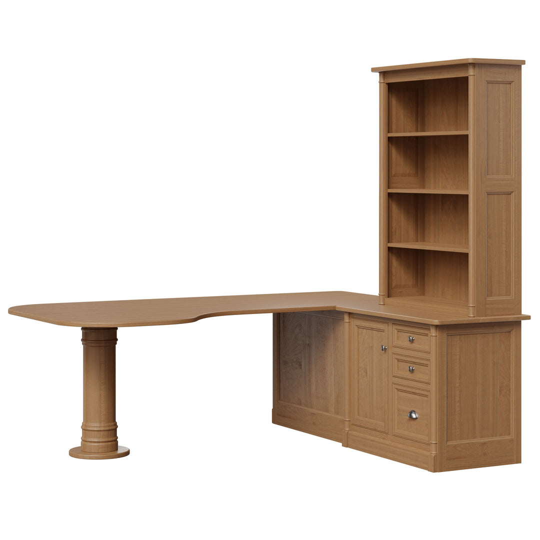 QW Amish Covington Peninsula Desk w/ Credenza & Hutch