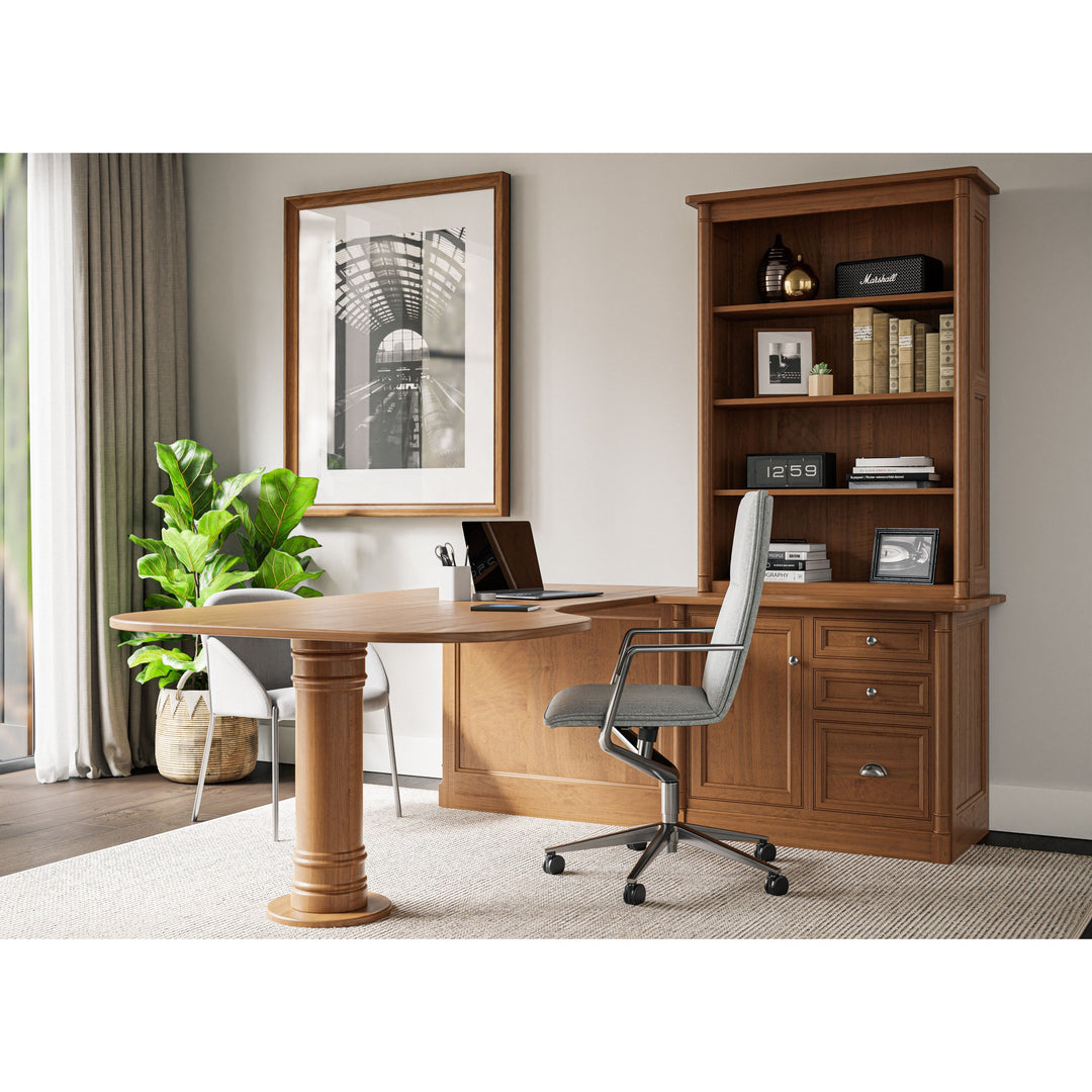 QW Amish Covington Peninsula Desk w/ Credenza & Hutch