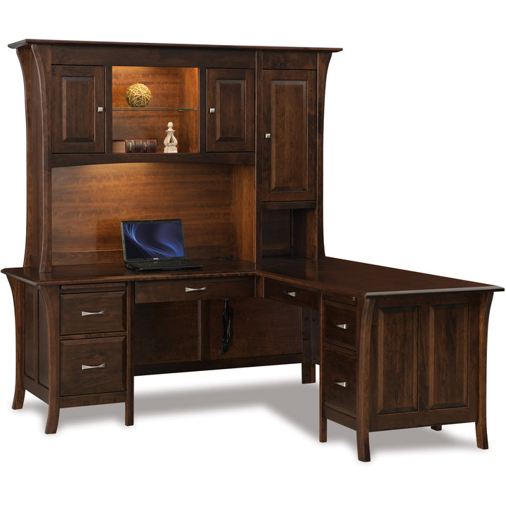 QW Amish Ensenada L-Shape Desk w/ Optional Hutch FCIV-FVD-7878L-HT-EN