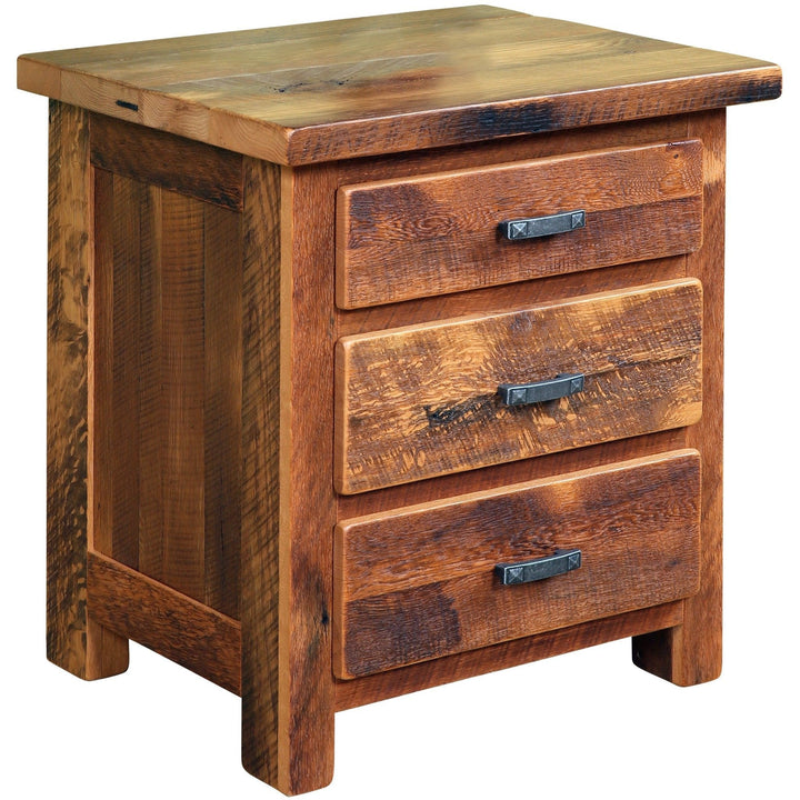 QW Amish Farmhouse Reclaimed Barnwood 3 Drawer Nightstand BPXW-336F3DN