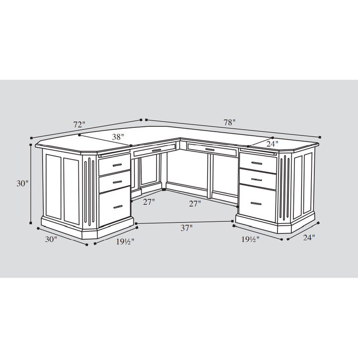 QW Amish Fifth Avenue L-Shape Desk with Optional Hutch