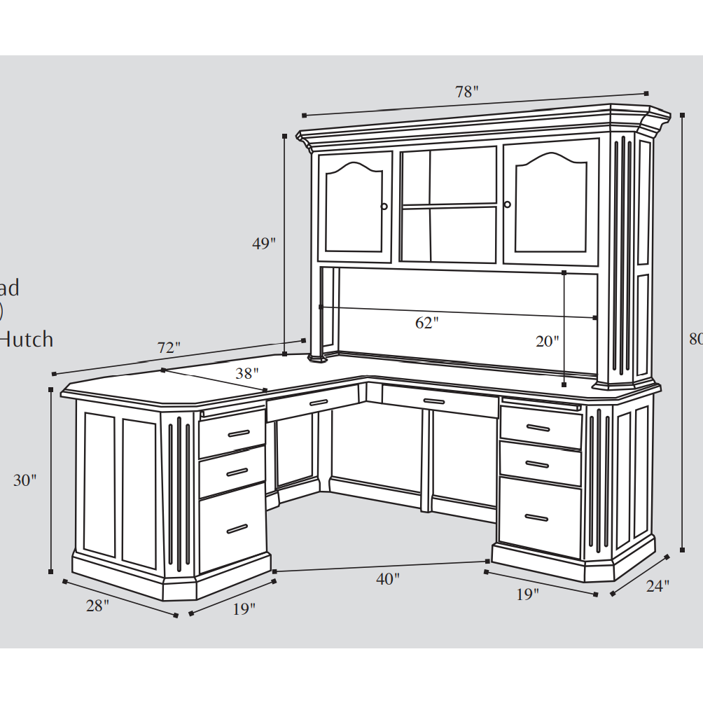 QW Amish Fifth Avenue L-Shape Desk with Optional Hutch