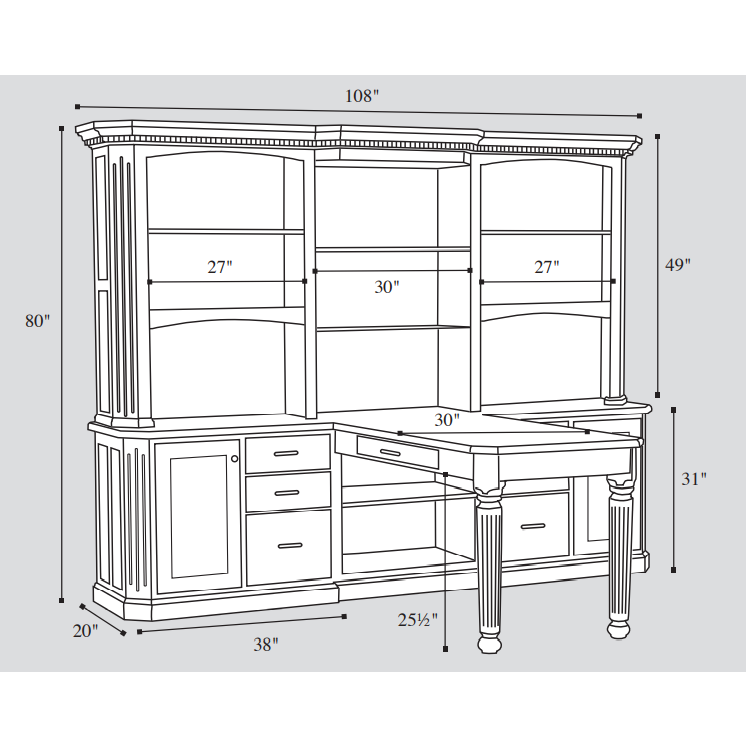 QW Amish Fifth Avenue Partner Desk and Hutch