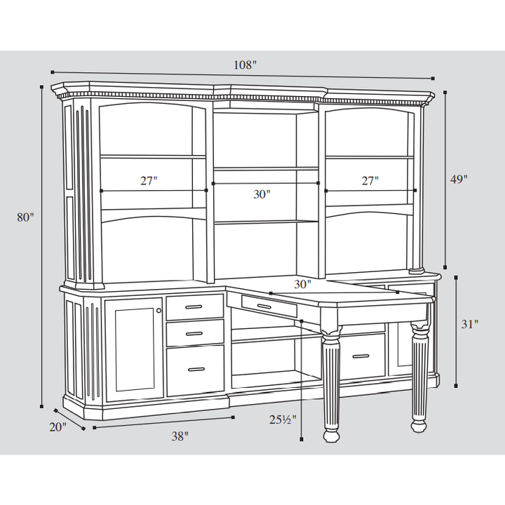 QW Amish Fifth Avenue Partner Desk and Hutch