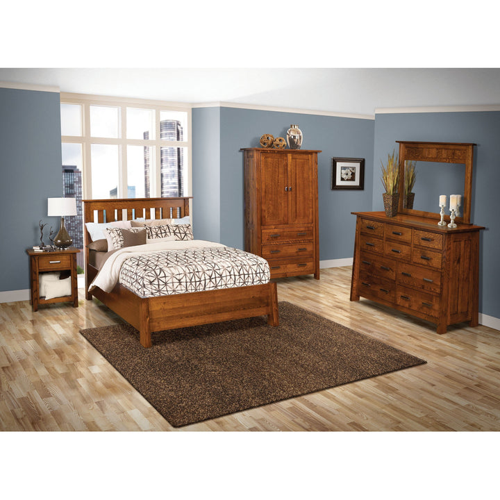 QW Amish Freemont Mission Slat Bed SSWS-FR-SB-Q