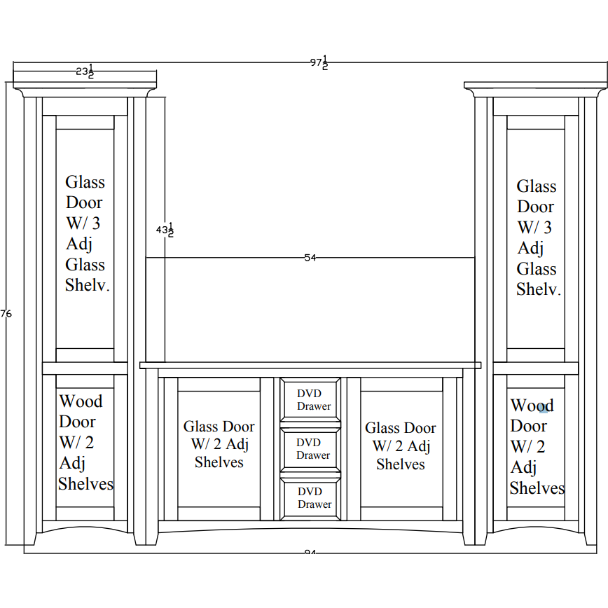 QW Amish Garnet Hill 3pc Wall Unit