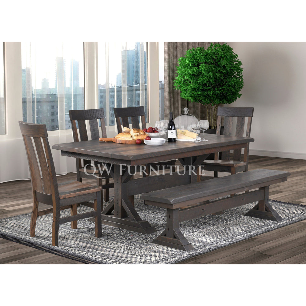 QW Amish Glazier Reclaimed Barnwood Trestle Table