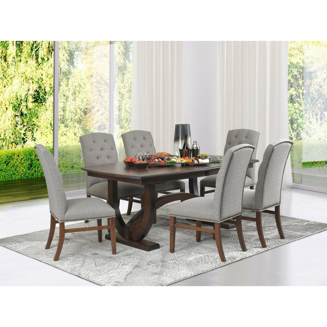 QW Amish Hamilton 7pc Set w/ Upholstered Chairs