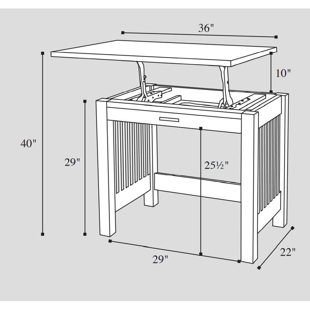 QW Amish JD Mission 36" Sit/Stand Desk