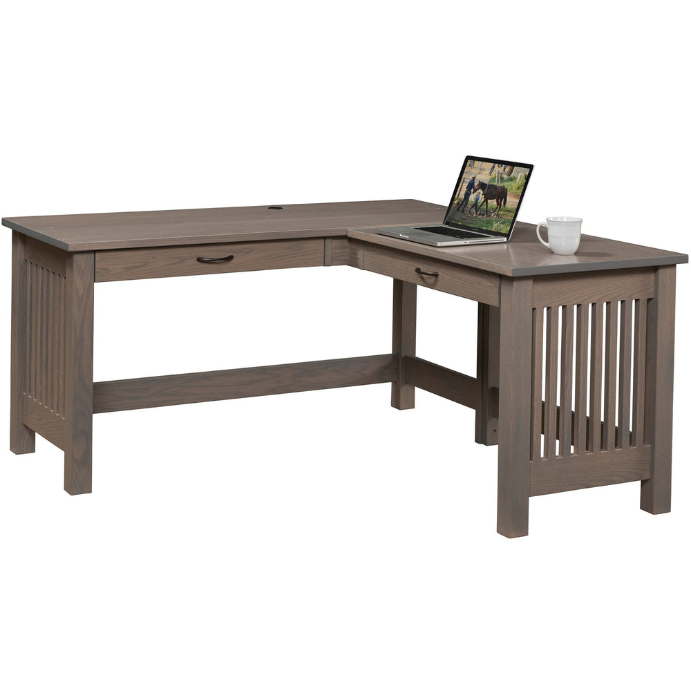 QW Amish JD Mission L-Shape Desk w/ Optional Hutch