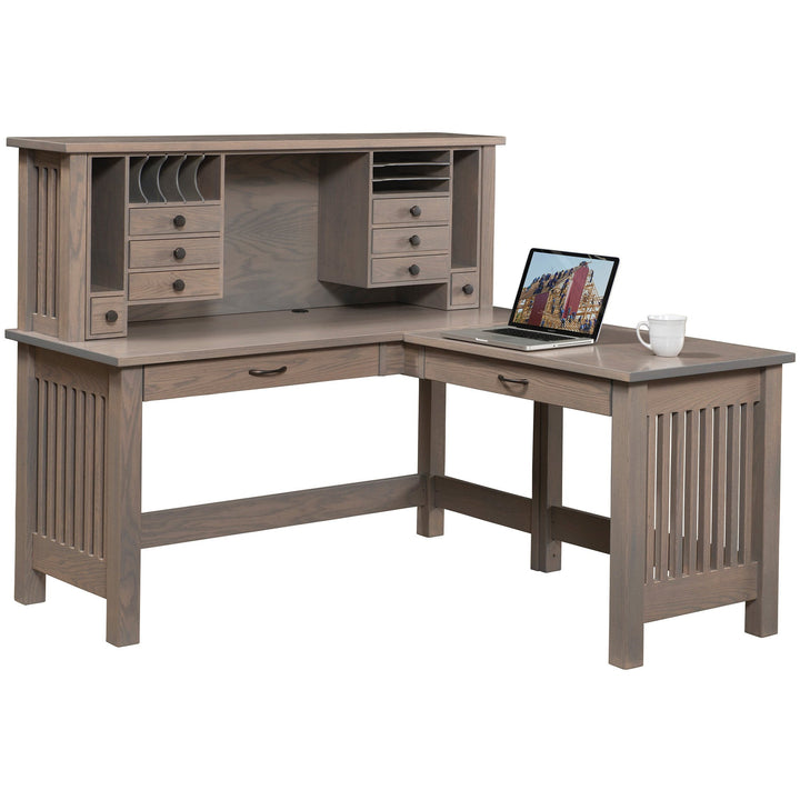 QW Amish JD Mission L-Shape Desk w/ Optional Hutch