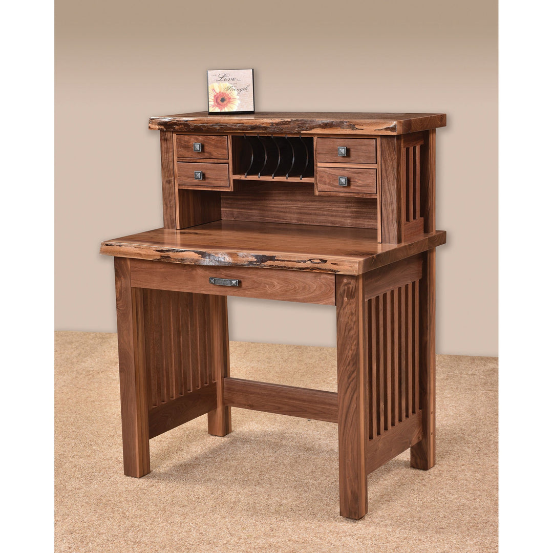 QW Amish JD Mission Live Edge 36" Writing Desk w/ Optional Hutch