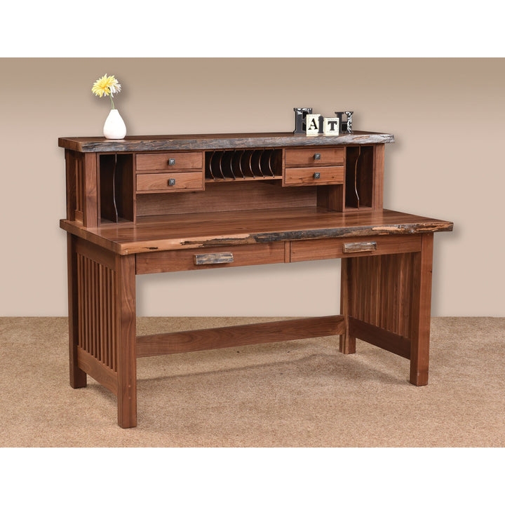 QW Amish JD Mission Live Edge Writing Desk w/ Optional Hutch