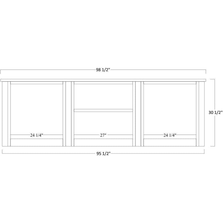 QW Amish Jefferson 98" Base & 3pc Hutch