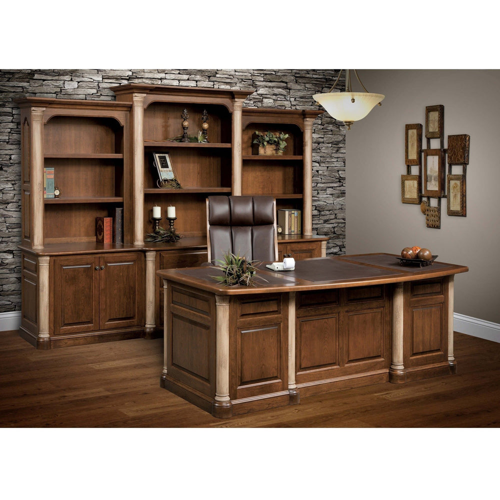 QW Amish Jefferson Premier Office 113" Base & Three Piece Hutch DWIC-JEF620XL617XL