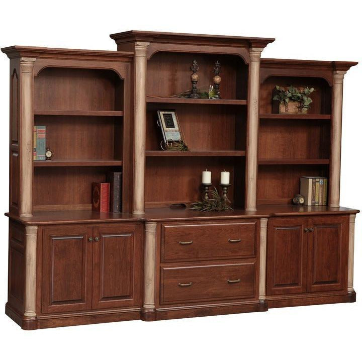 QW Amish Jefferson Premier Office 113" Base & Three Piece Hutch DWIC-JEF620XL617XL